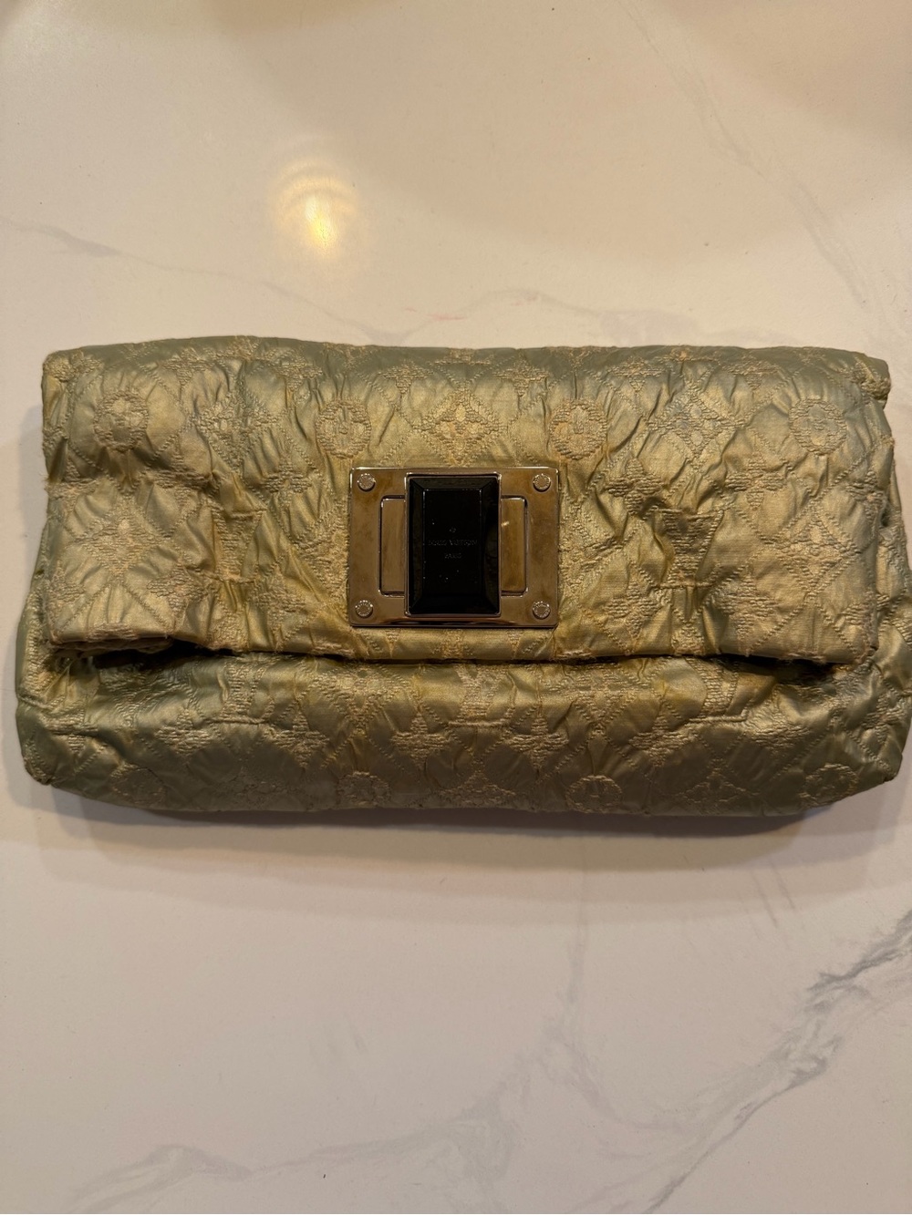 Louis Vuitton Gold Embossed Fold-Over Clutch - Picture 2 of 7